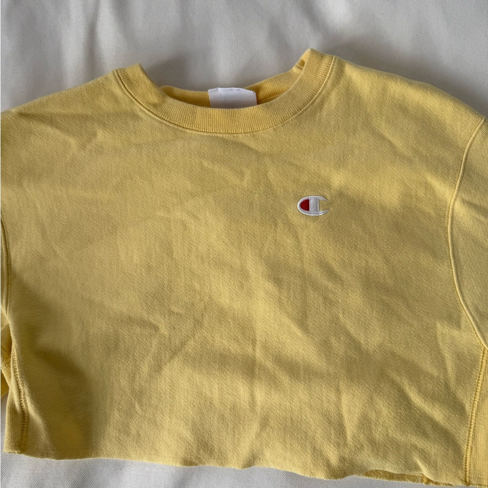 Champion yellow crop crew neck sweatshirt